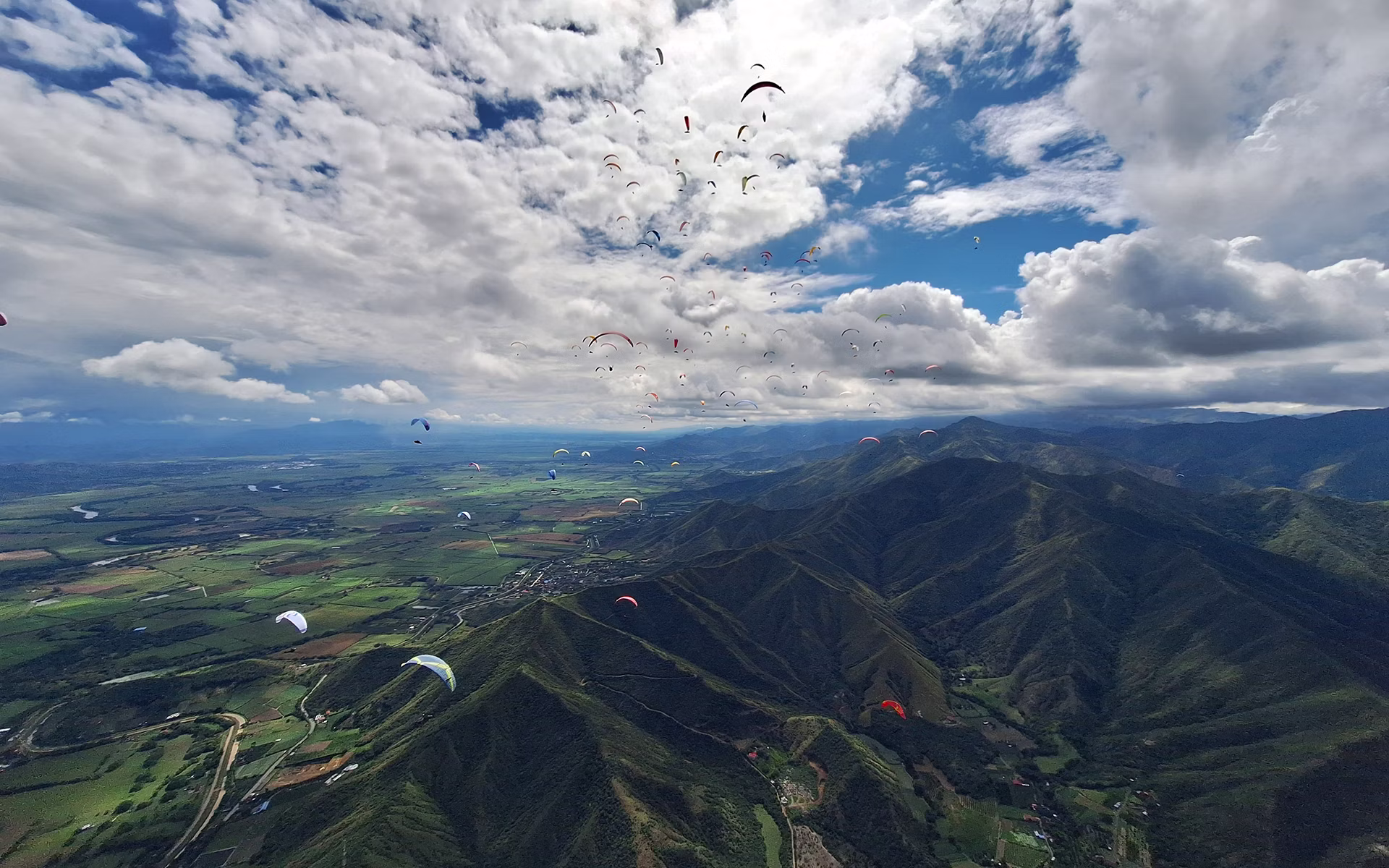The gaggle over the mountains